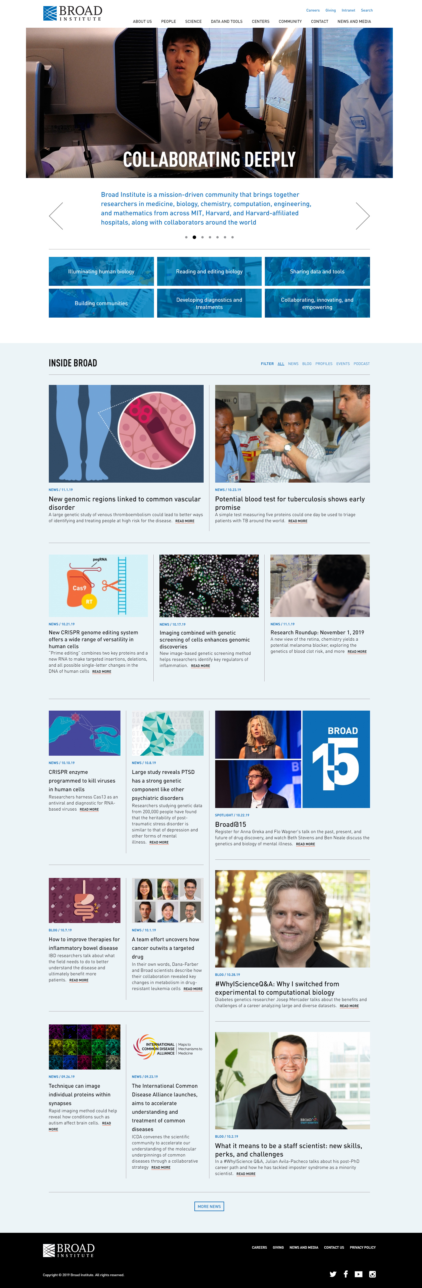 Broad Institute of MIT website development project